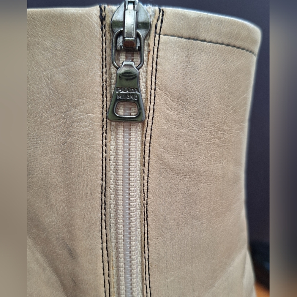 Vintage Prada Two Tone Boots Calfskin Leather Victorian Steampunk Womens 6 NEW - Picture 6 of 16